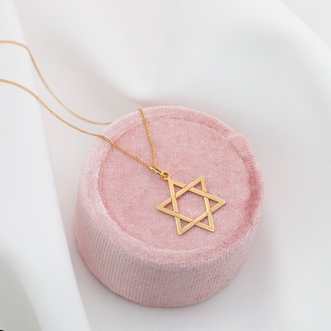 Plain Star of David Necklace In 9CT Yellow Gold