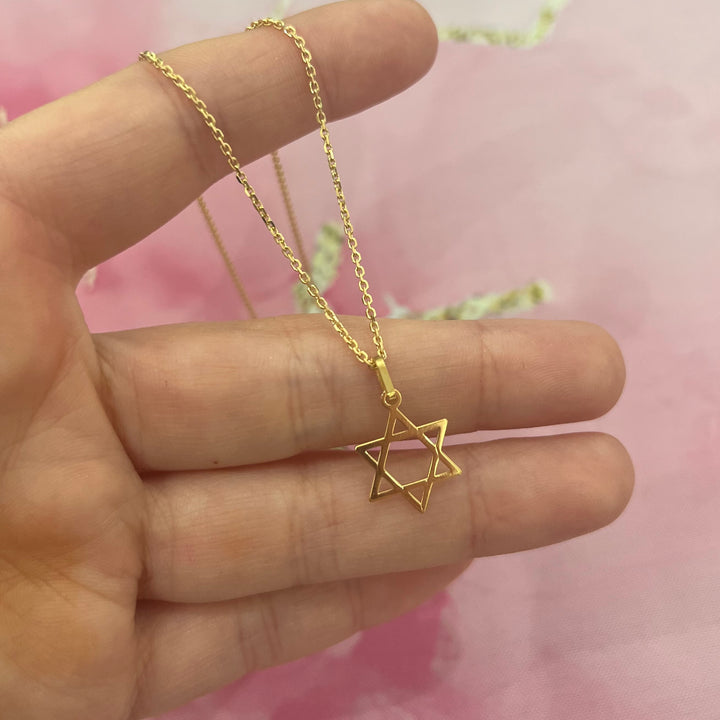 Plain Star of David Necklace In 9CT Yellow Gold