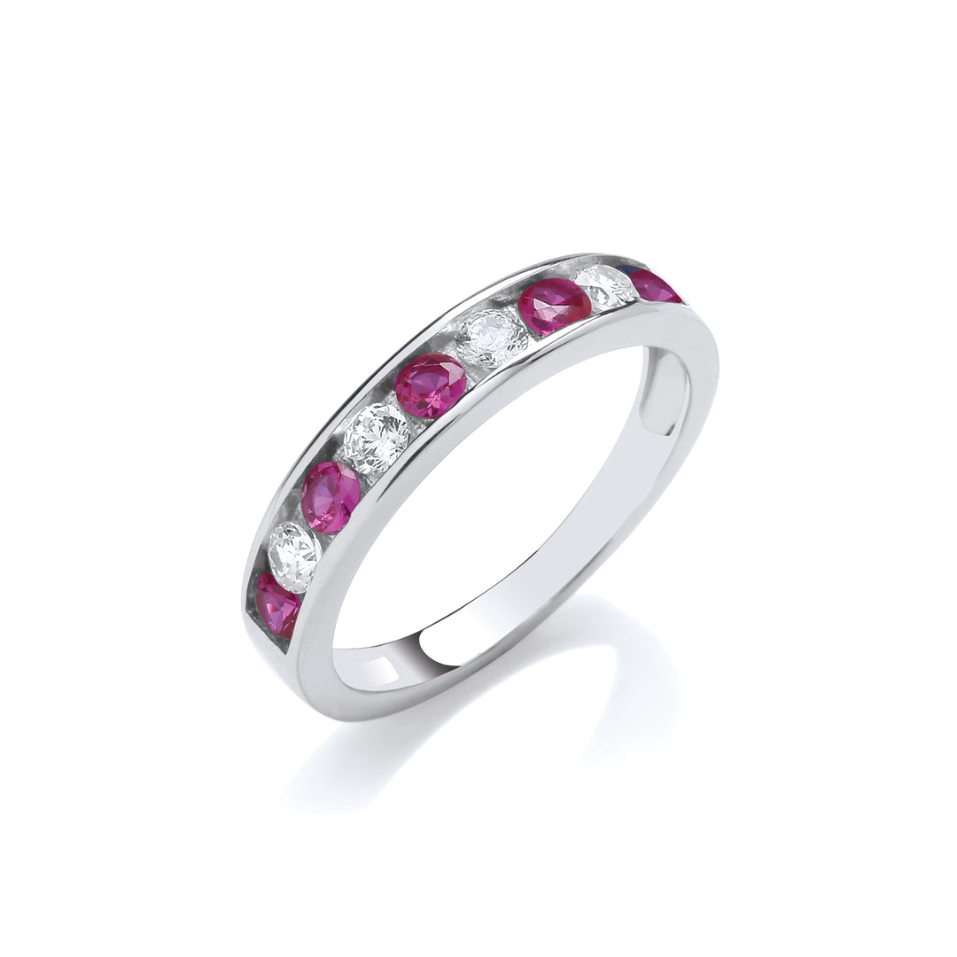ruby silver band ring 