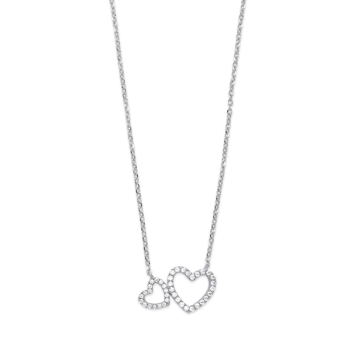 Heart Shape 16" Necklace with extension In Silver