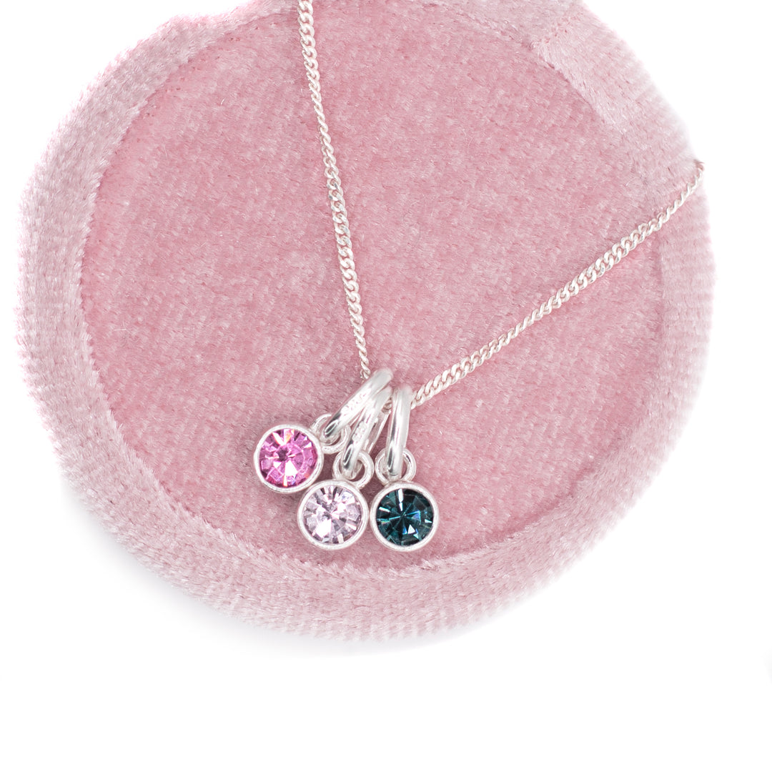 Charm Birthstone Necklace in Silver