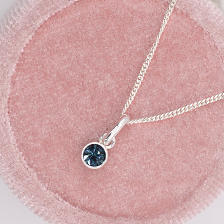 Charm Birthstone Necklace in Silver