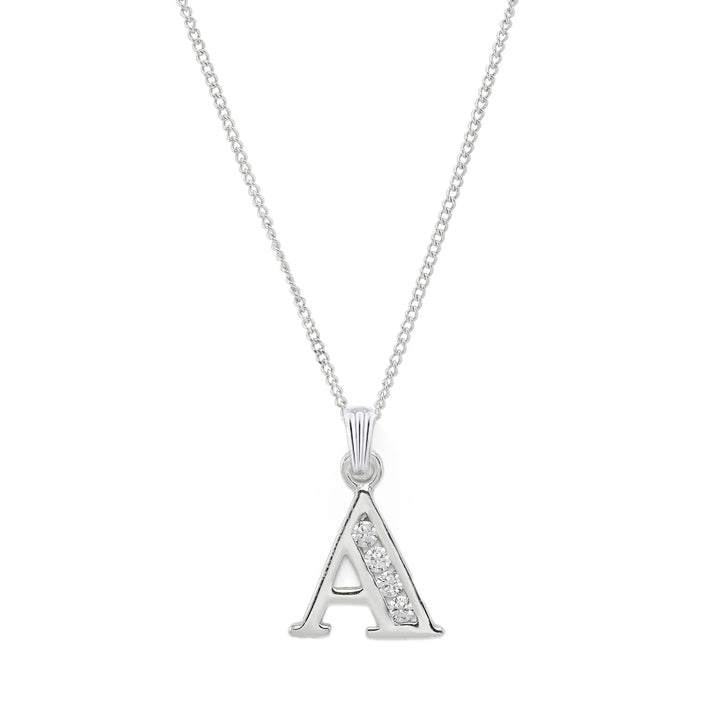 Sparkle Crystal Alphabet Initial Pendant Necklace in Silver
