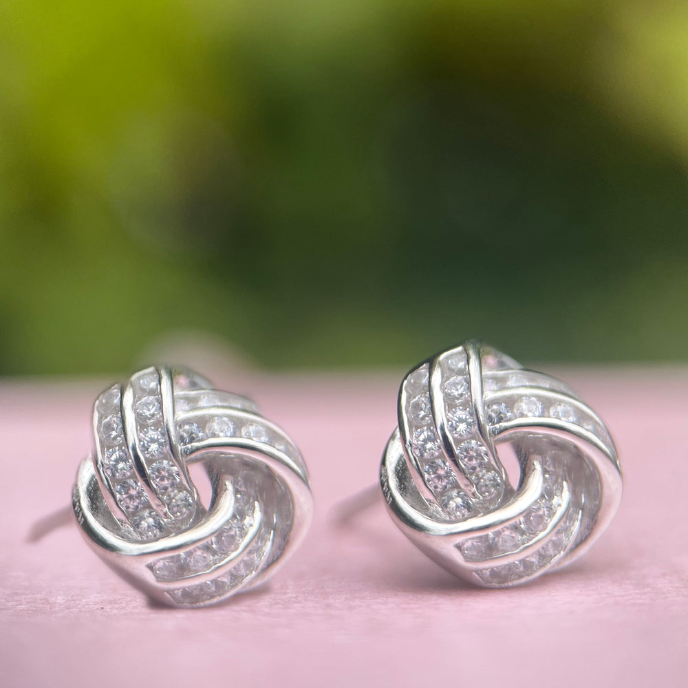 knot crystal  silver stud earring Christmas gift