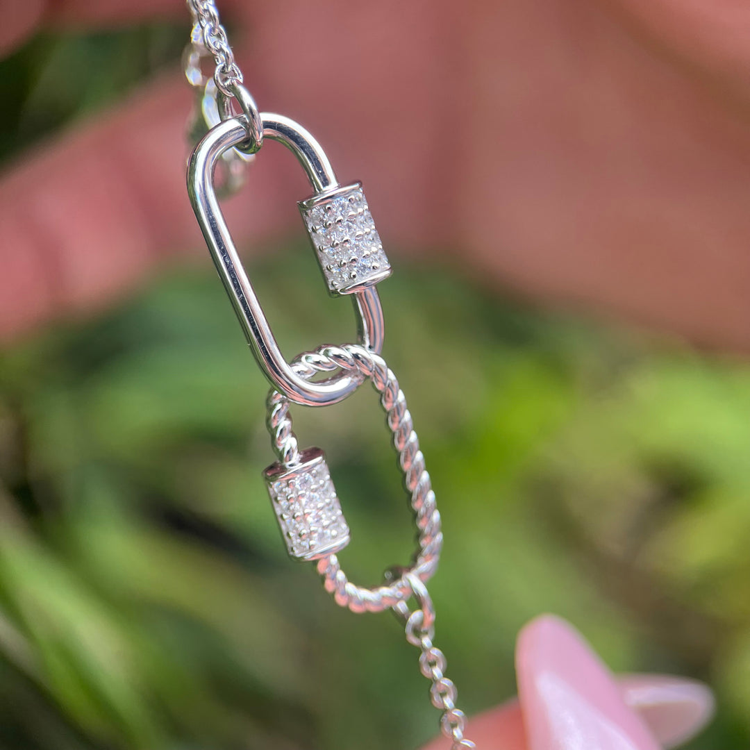 Paper Clip Chain Crystal Bracelet in Silver
