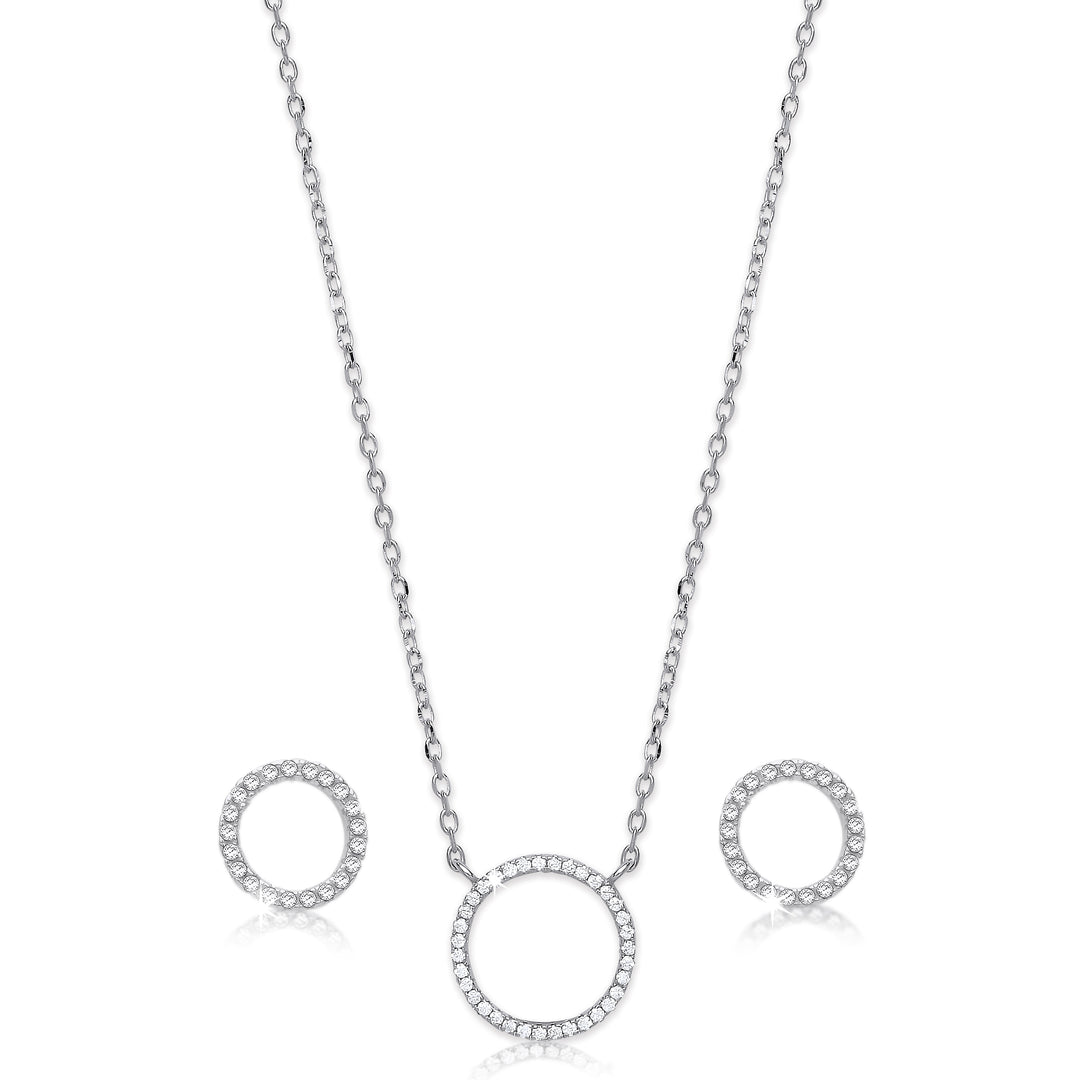 Sparkling Circle Of Life Necklace Gift Set In Silver