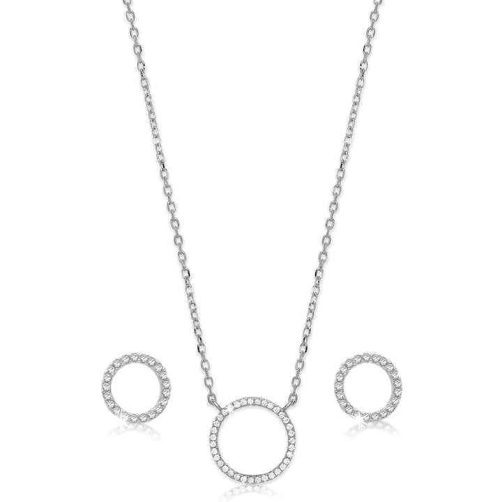 Sparkling Circle Of Life Necklace Gift Set In Silver