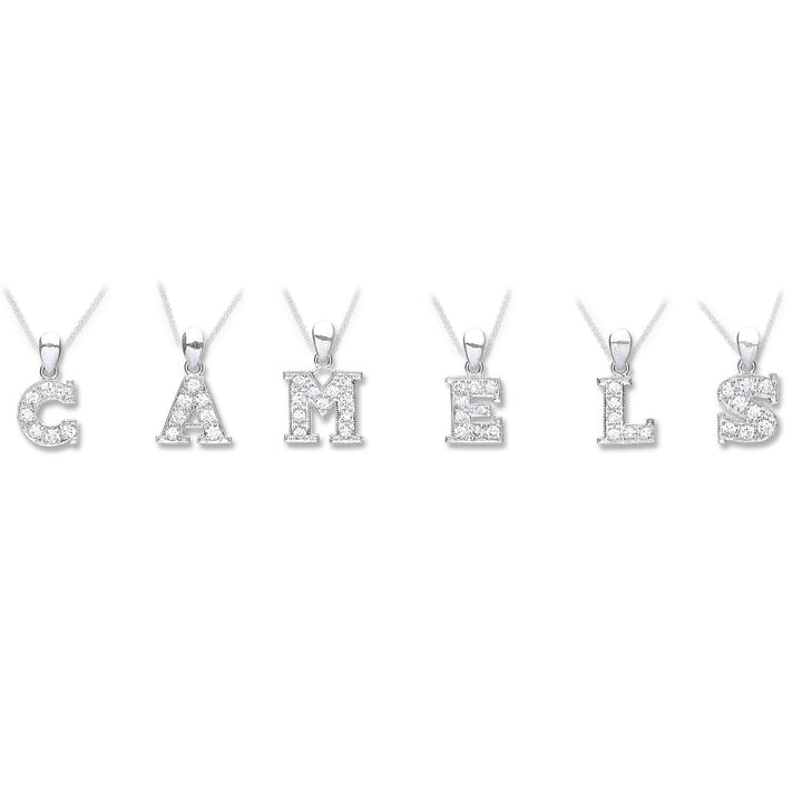 Statement Sparkle Crystal Alphabet Initial Pendant Necklace in Silver