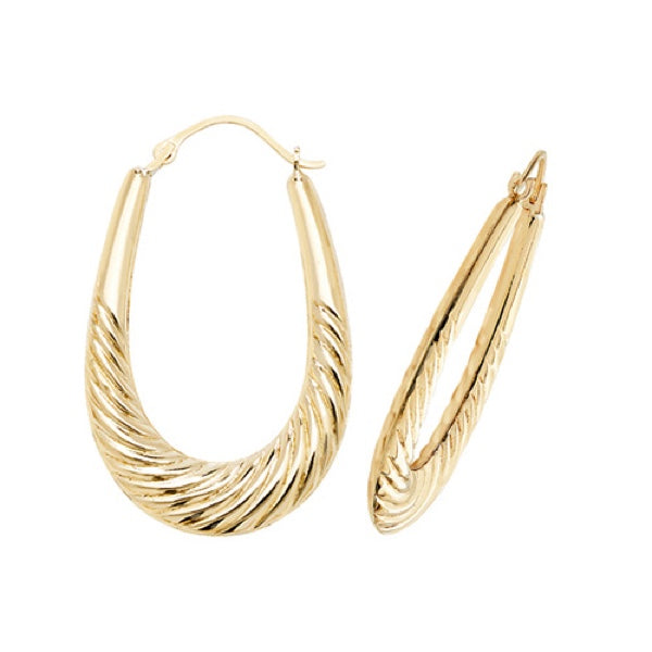 Twisted Ridge Oval Creole Hoop Earrings in Silver/Gold