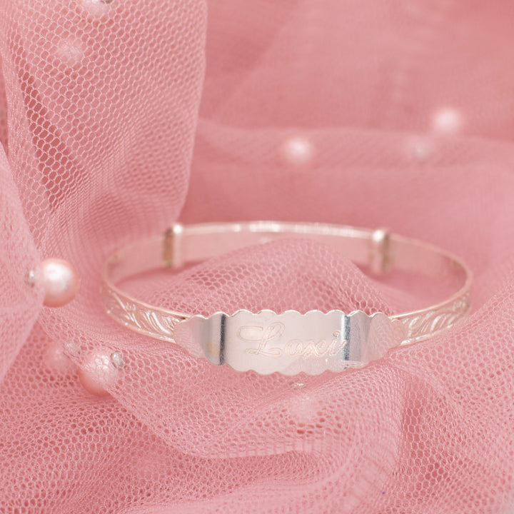 Unisex ID Expandable Baby Bangle With Free Engraving In Silver