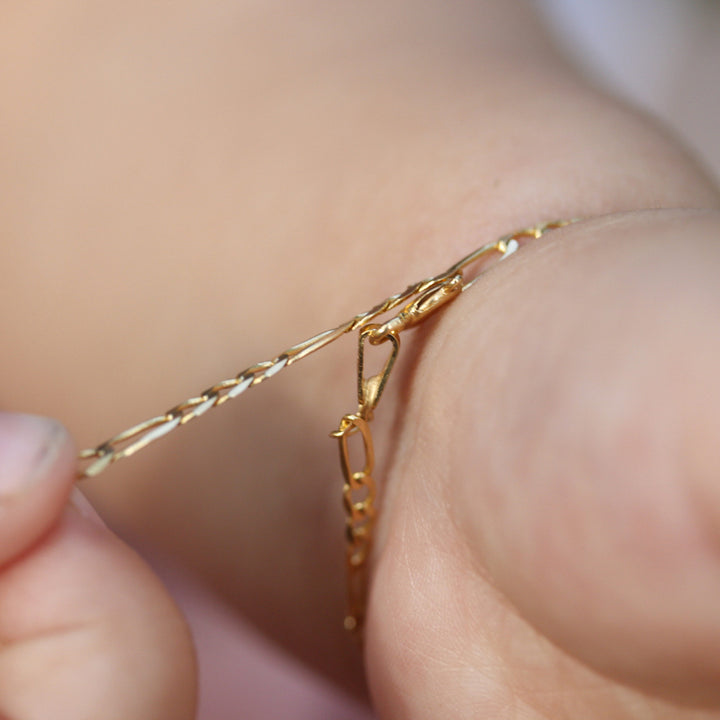 Unisex Baby/ Child Figaro ID Bracelet In 9ct Yellow Gold