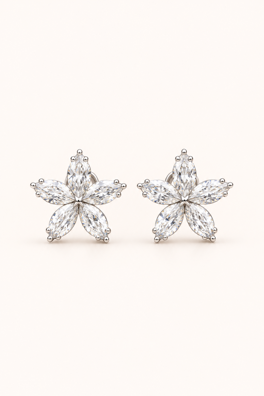 9ct Lab-Grown Diamond Flower Stud Earrings (Marquise)