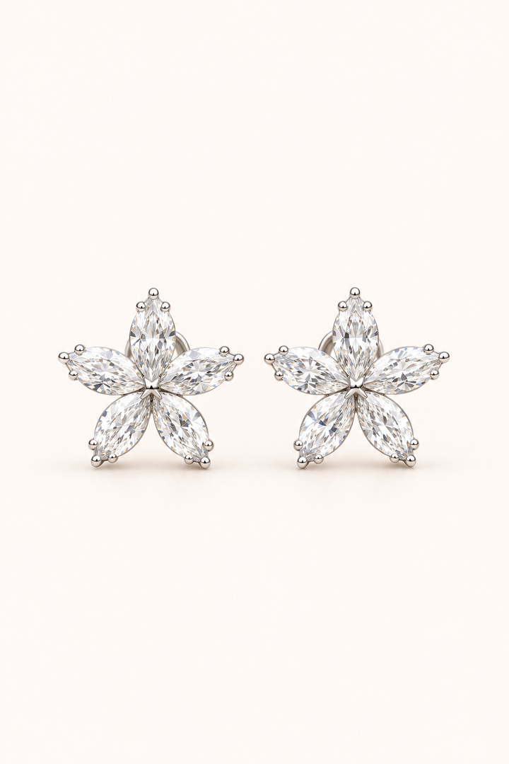 9ct Lab-Grown Diamond Flower Stud Earrings (Marquise)