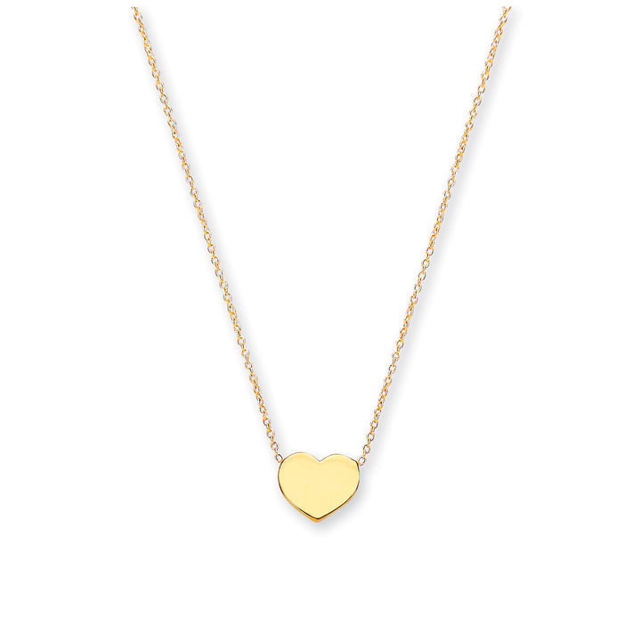 Rolo Chain Heart Necklace 16-18" in 9ct Gold