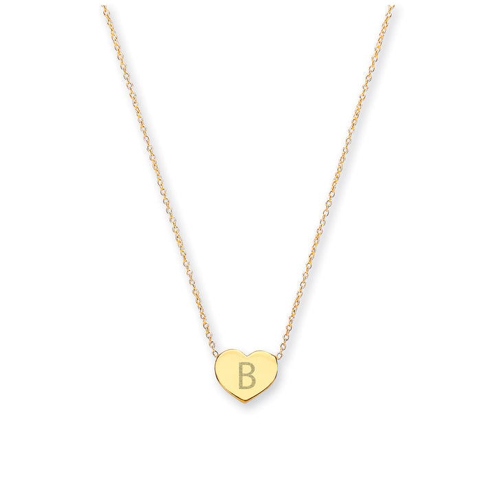 Rolo Chain Heart Necklace 16-18" Engraved in 9ct Gold