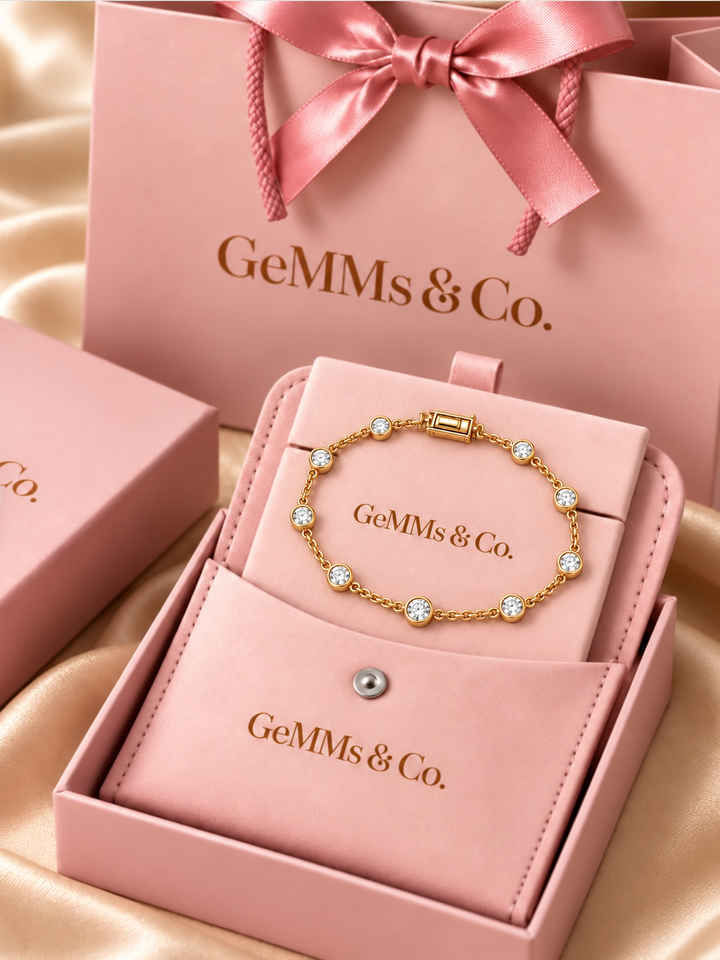 1.05ct Lab-Grown Diamond Bezel-Set Bracelet in GeMMs & Co. blush pink luxury packaging