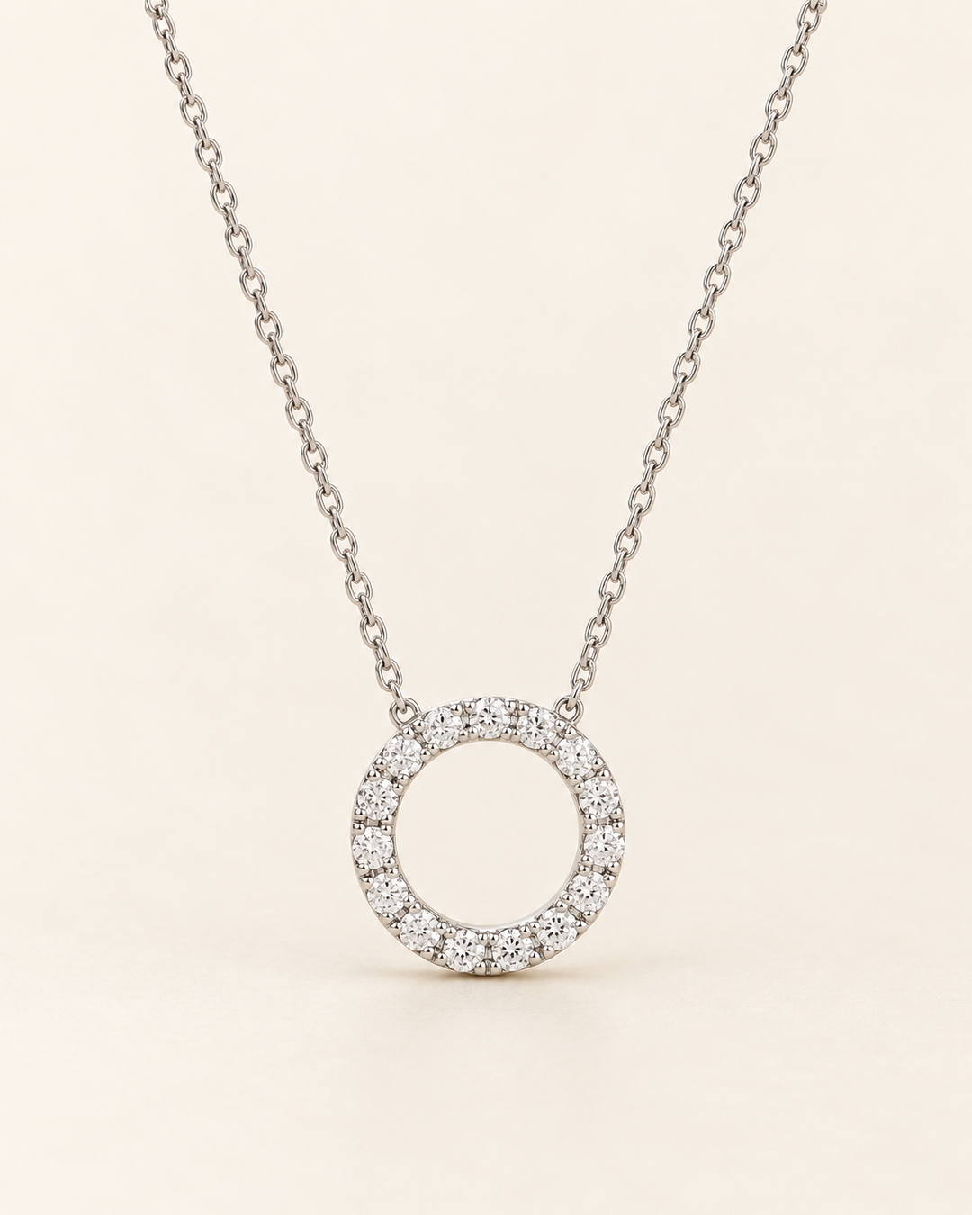 0.35ct Lab-Grown Diamond Circle of Life Necklace in 9ct White Gold on cream background #metal_9ct-white-gold
