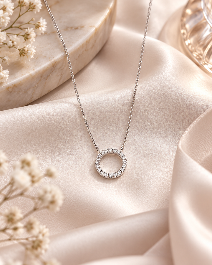 0.35ct Lab-Grown Diamond Circle of Life Necklace in 9ct White Gold styled image #metal_9ct-white-gold