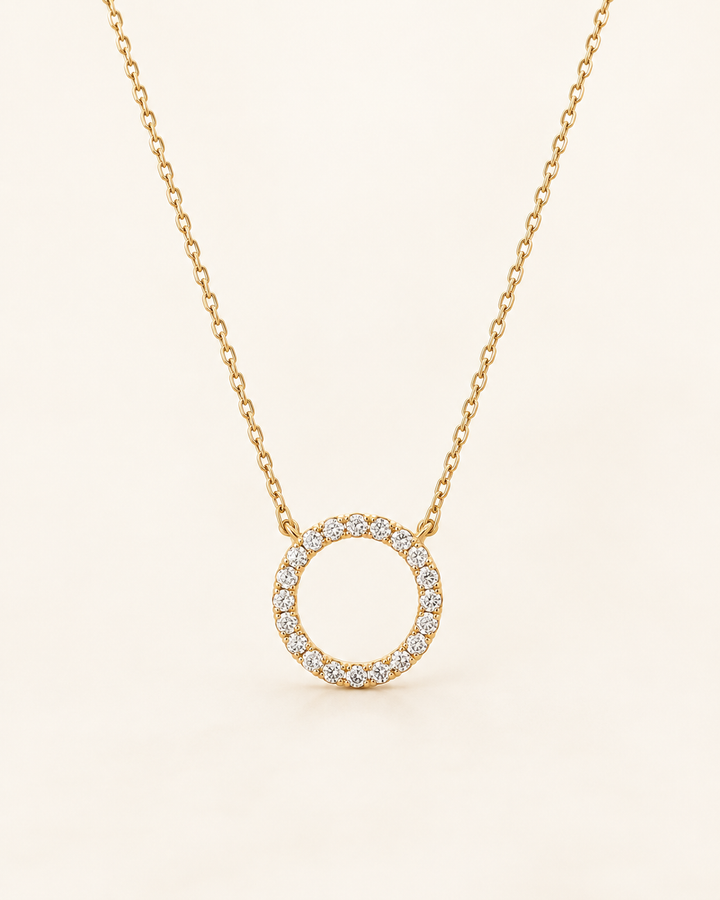 0.35ct Lab-Grown Diamond Circle of Life Necklace in 9ct Yellow Gold on cream background #metal_9ct-yellow-gold