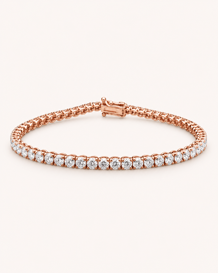 5ct classic rose-gold lab-grown diamond tennis bracelet on cream