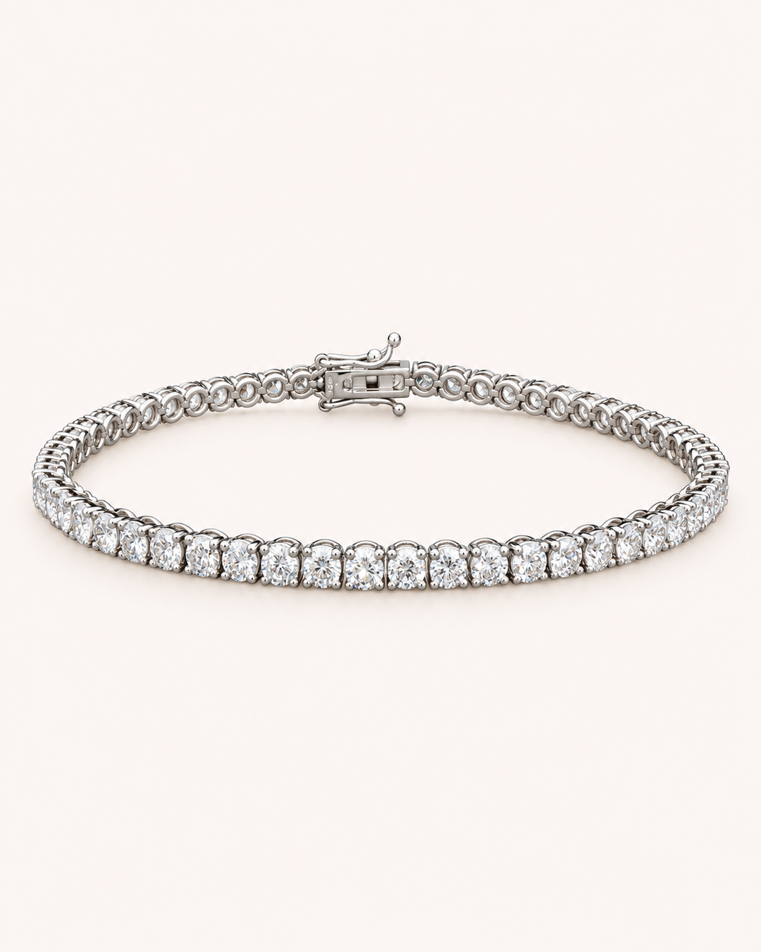 5ct classic white-gold lab-grown diamond tennis bracelet on cream