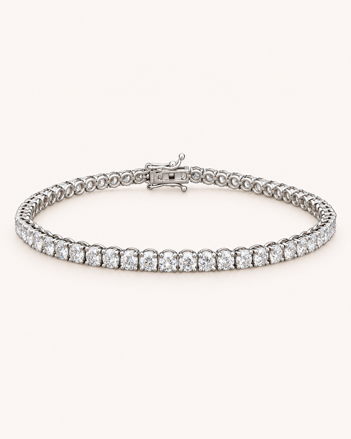 5ct classic white-gold lab-grown diamond tennis bracelet on cream