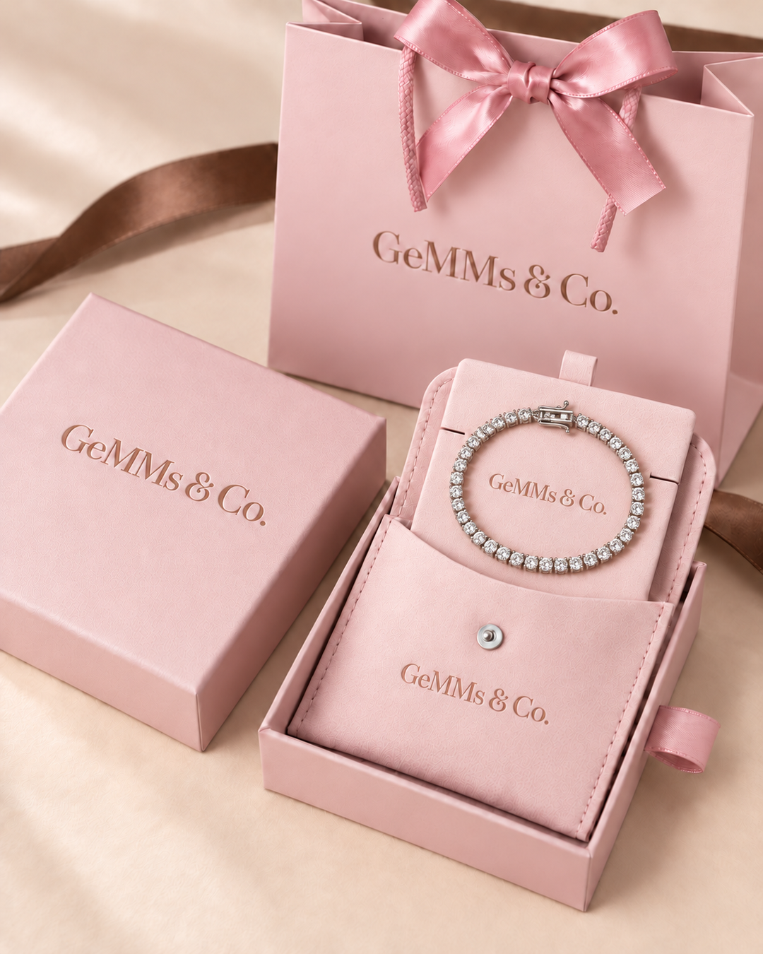 5ct classic white-gold tennis bracelet in GeMMs & Co. packaging