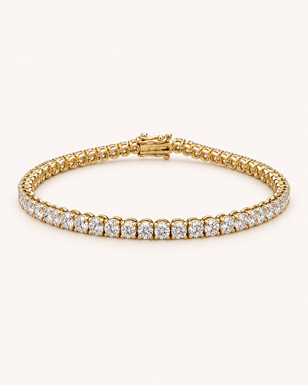 5ct classic yellow-gold lab-grown diamond tennis bracelet on cream