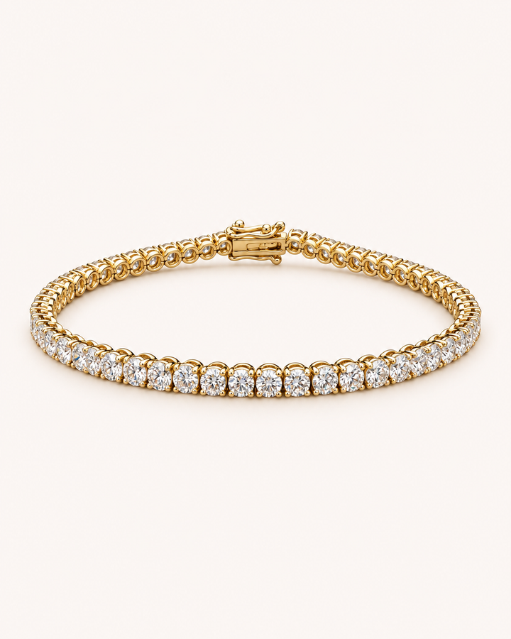 5ct classic yellow-gold lab-grown diamond tennis bracelet on cream