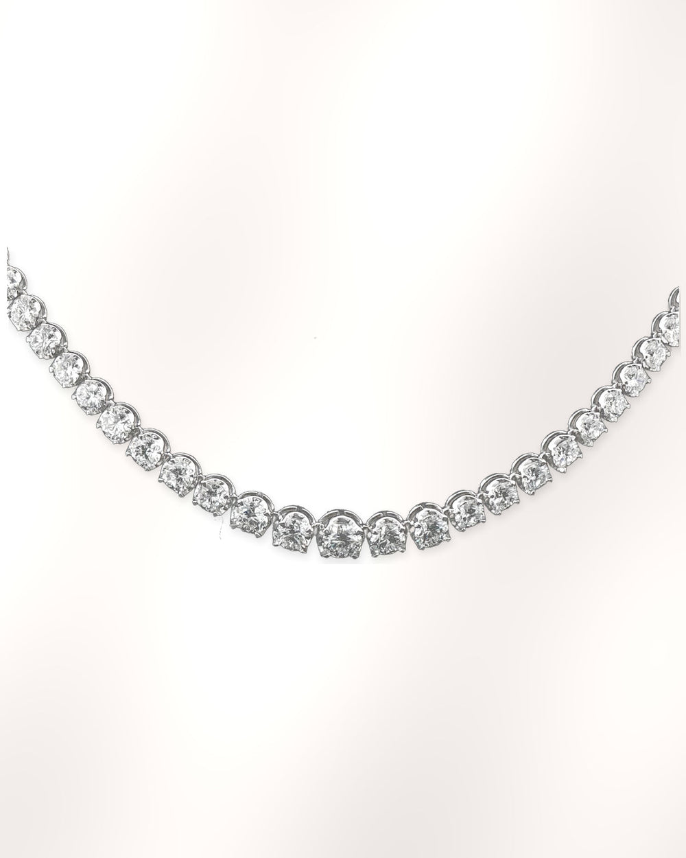 Graduated Crown-Set Lab-Grown Diamond Tennis Necklace in 9ct White Gold styled image #metal_9ct-white-gold