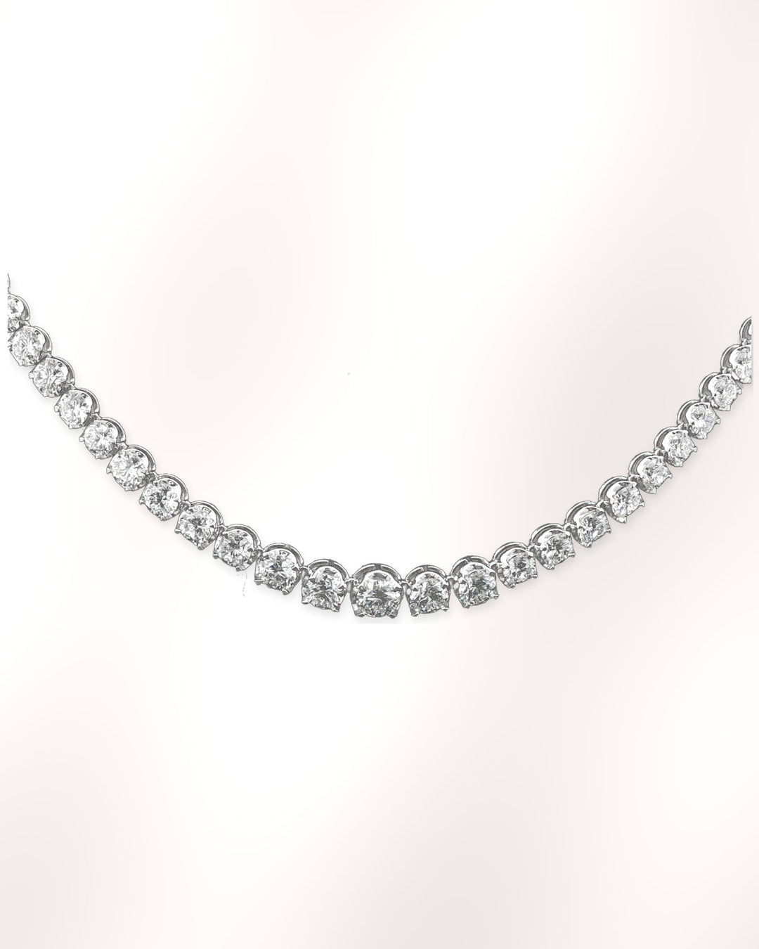 Graduated Crown-Set Lab-Grown Diamond Tennis Necklace in 9ct White Gold styled image #metal_9ct-white-gold