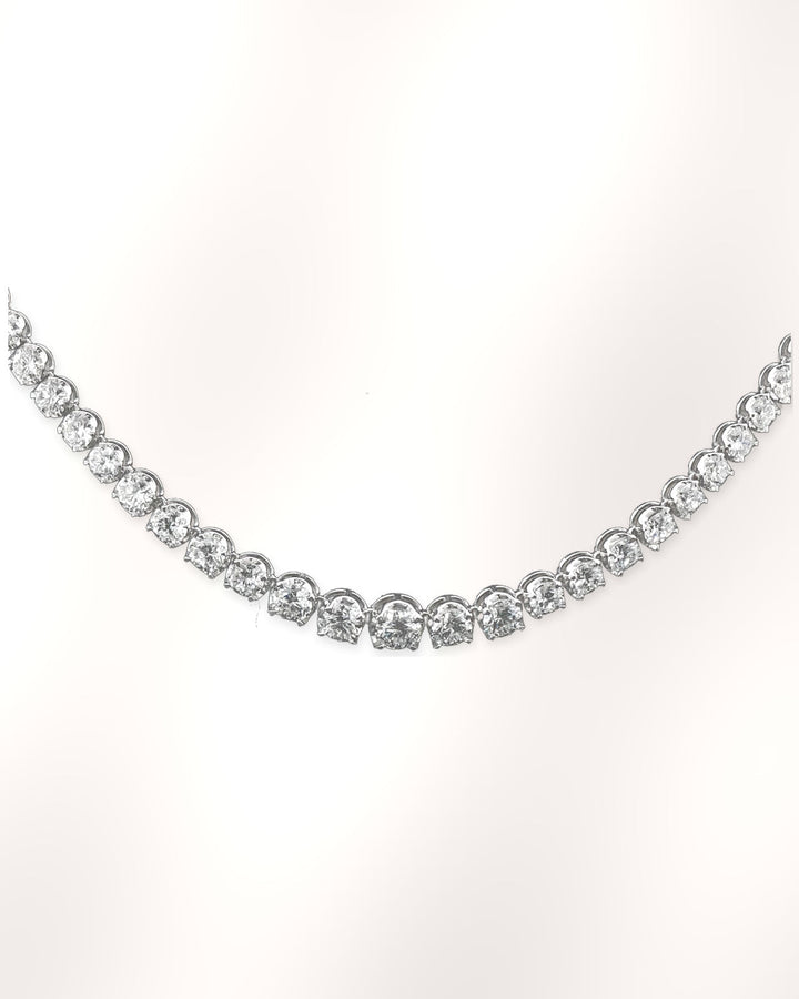 Graduated Crown-Set Lab-Grown Diamond Tennis Necklace in 9ct White Gold styled image #metal_9ct-white-gold