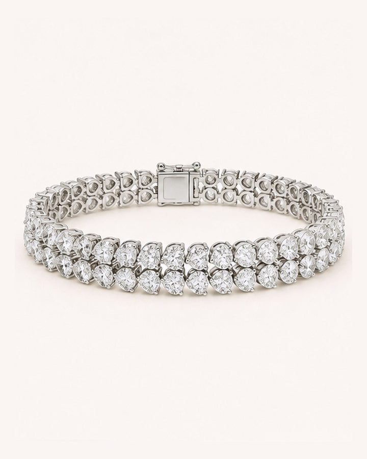Double Row Pear Shape Lab-Grown Diamond Tennis Bracelet on GeMMs & Co. cream background