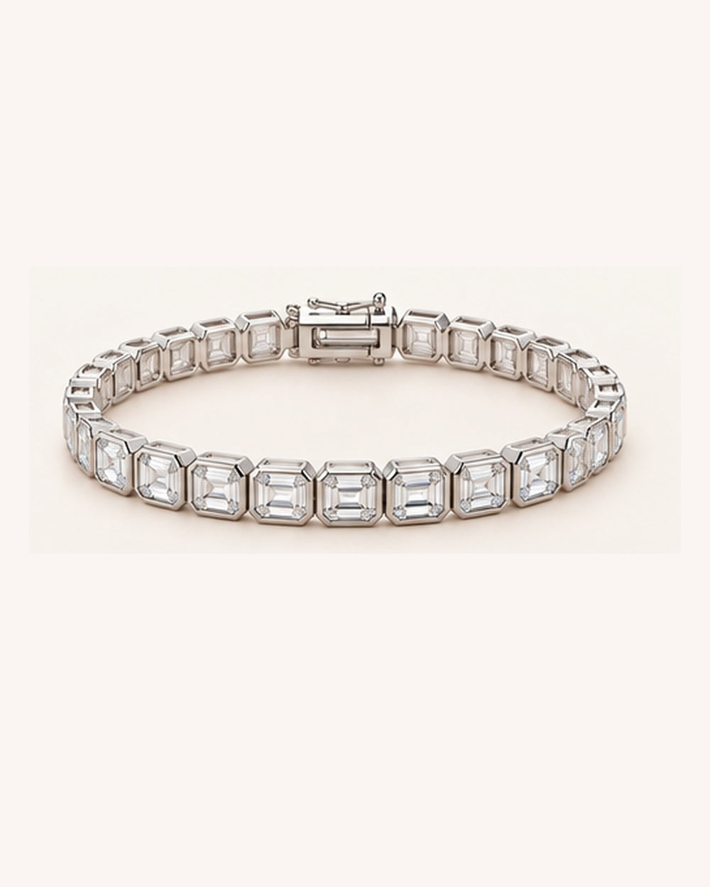 Emerald Cut Rub Over Lab-Grown Diamond Tennis Bracelet