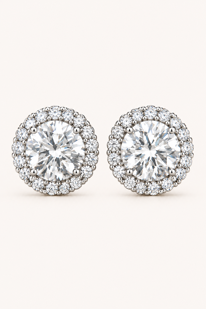 9ct Lab-Grown Diamond Halo Stud Earrings
