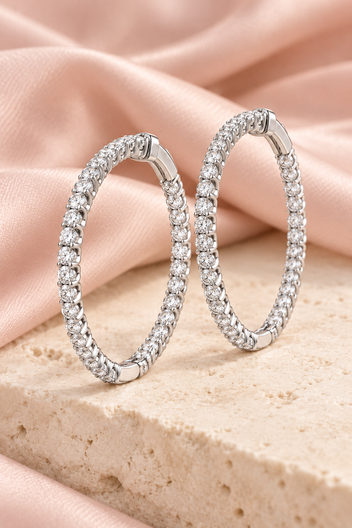 9ct Lab-Grown Diamond Oval Hoop Earrings
