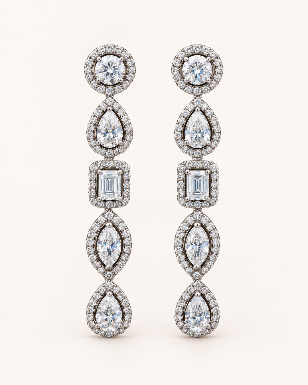 Lab-grown fancy-shape diamond drop earrings — plain