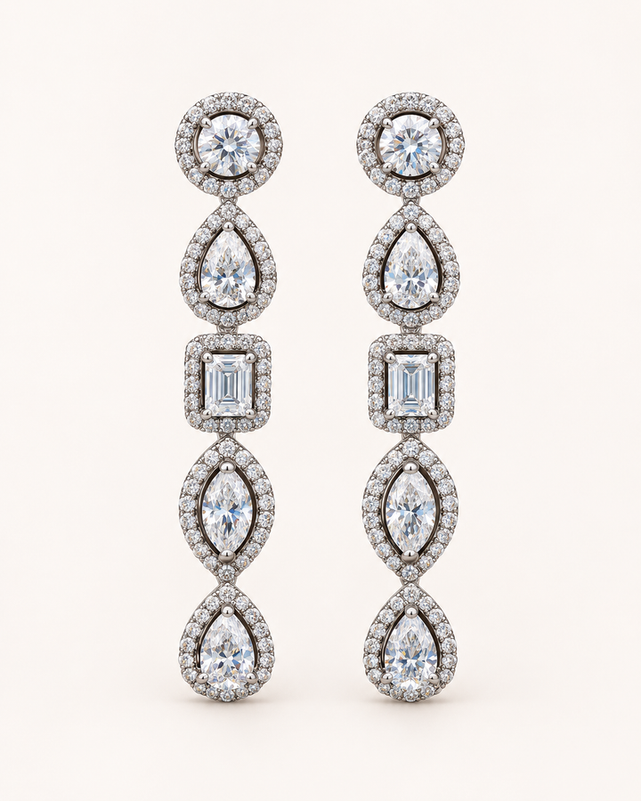 Lab-grown fancy-shape diamond drop earrings — plain