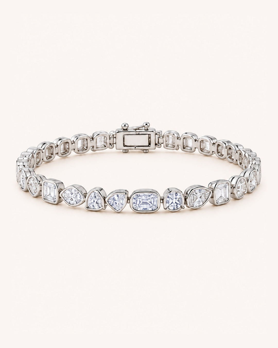 Fancy Shaped Lab-Grown Diamond Tennis Bracelet on GeMMs & Co. cream background