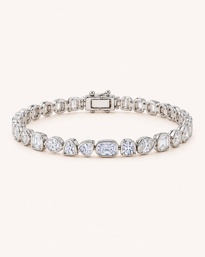 Fancy Shaped Lab-Grown Diamond Tennis Bracelet on GeMMs & Co. cream background