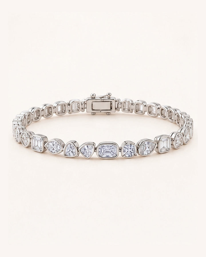 Fancy Shaped Rub Over Lab-Grown Diamond Tennis Bracelet on GeMMs & Co. cream background