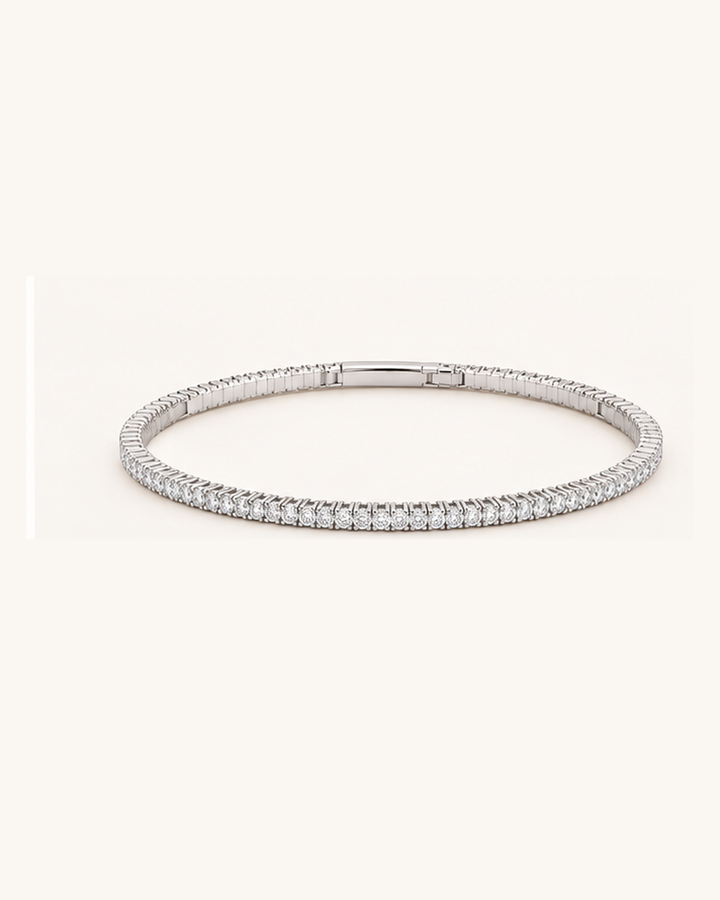 Lab-grown diamond Flexi Bangle in 9ct White Gold on cream background