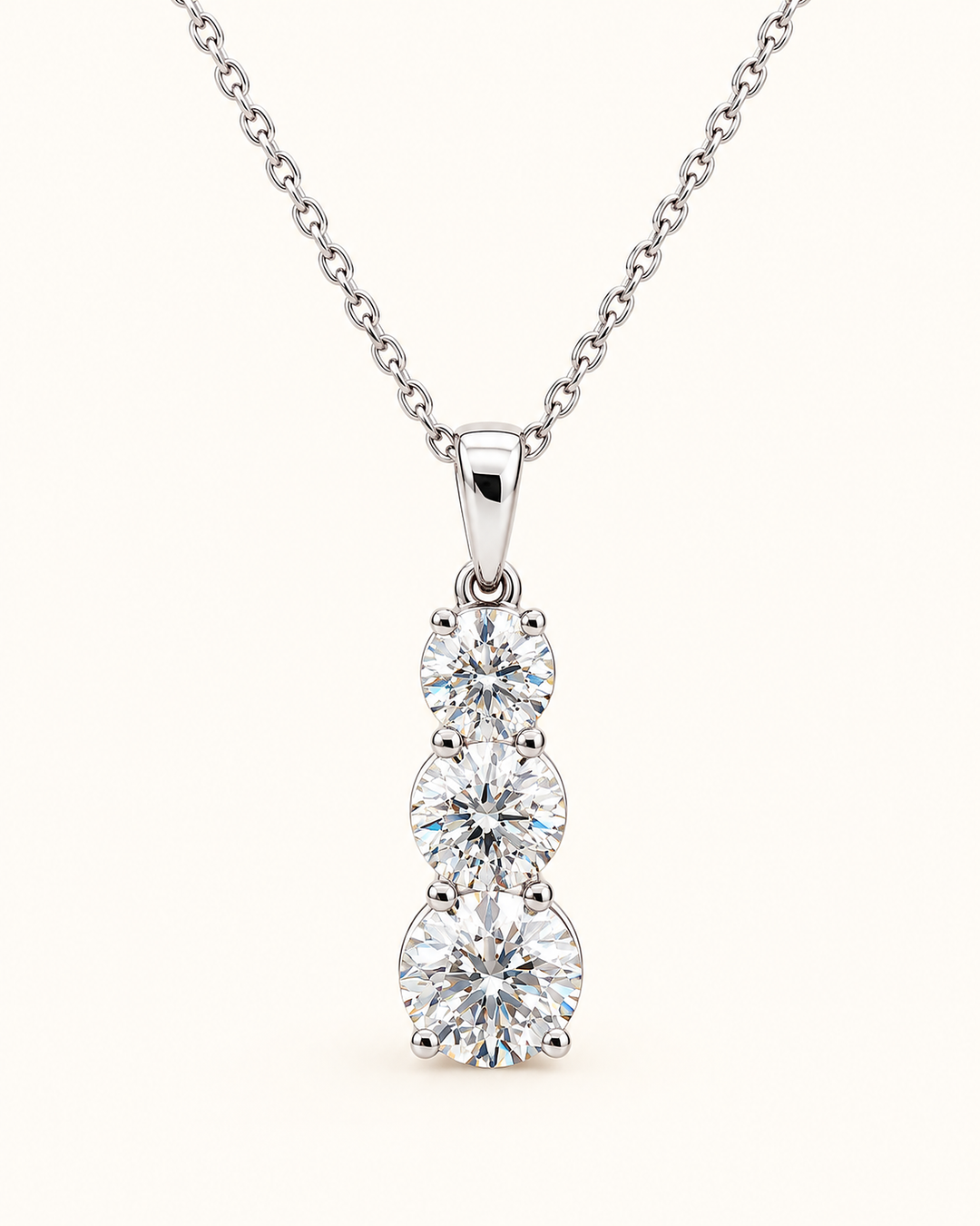 2.24ct lab-grown diamond trilogy pendant in 9ct white gold shown with illustrative chain #metal_9ct-white-gold