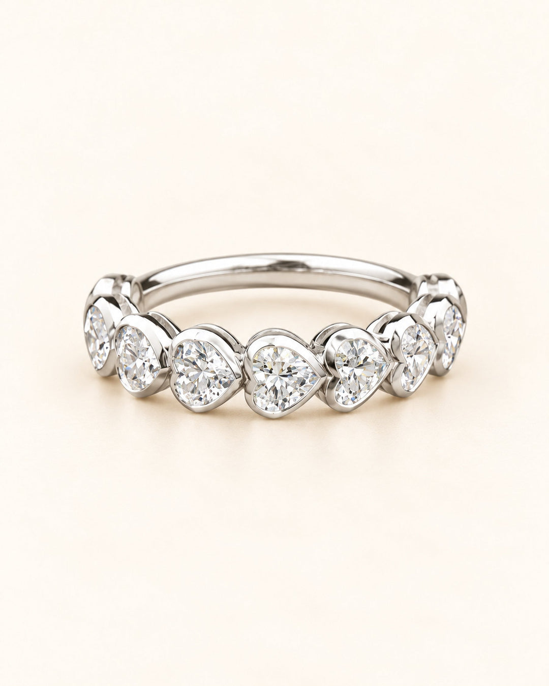 White gold heart shape half eternity diamond ring #metal_9ct-white-gold