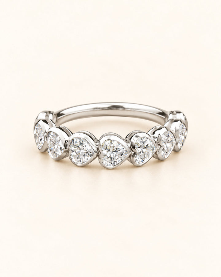 White gold heart shape half eternity diamond ring #metal_9ct-white-gold