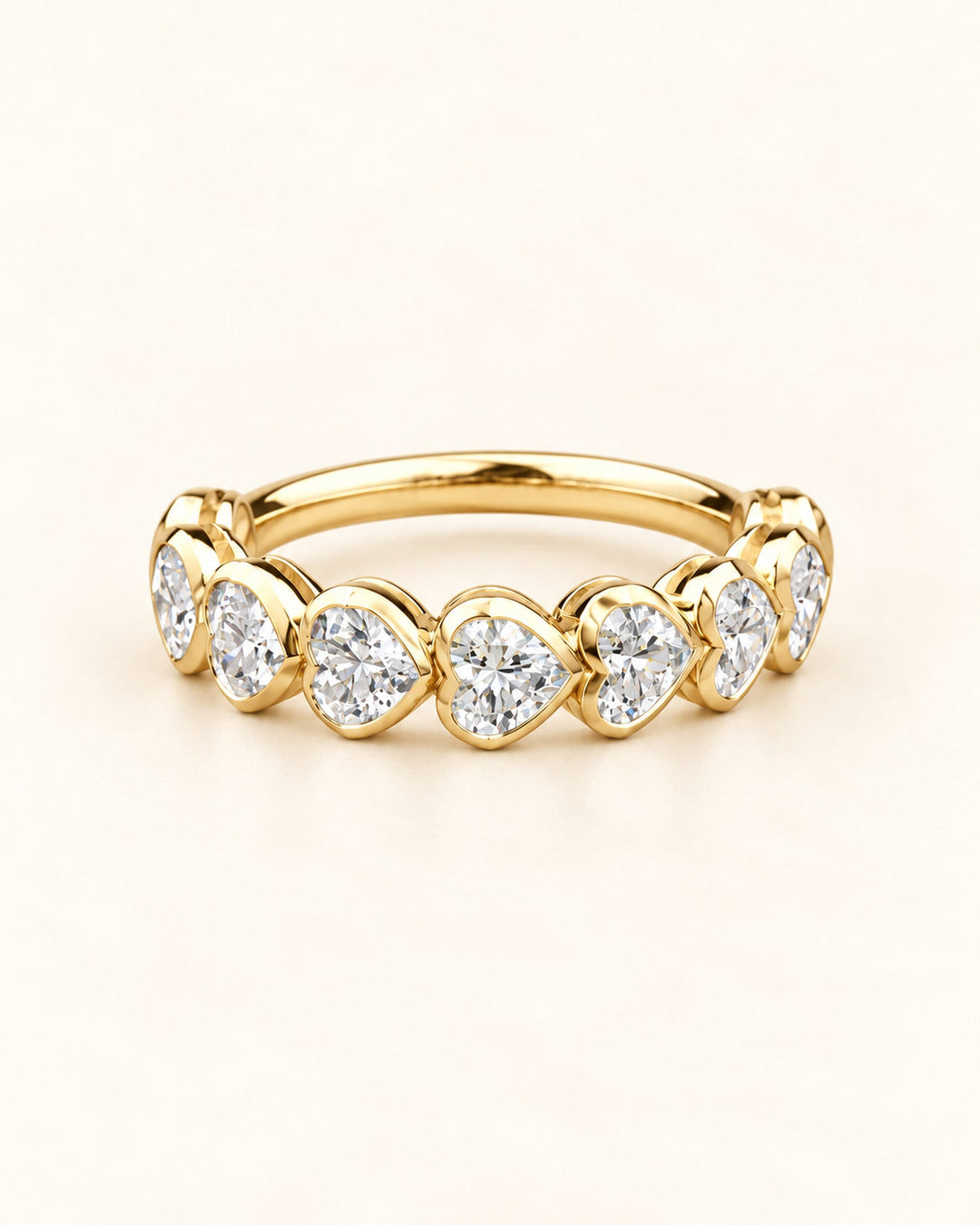 Yellow gold heart shape half eternity lab diamond ring #metal_9ct-yellow-gold