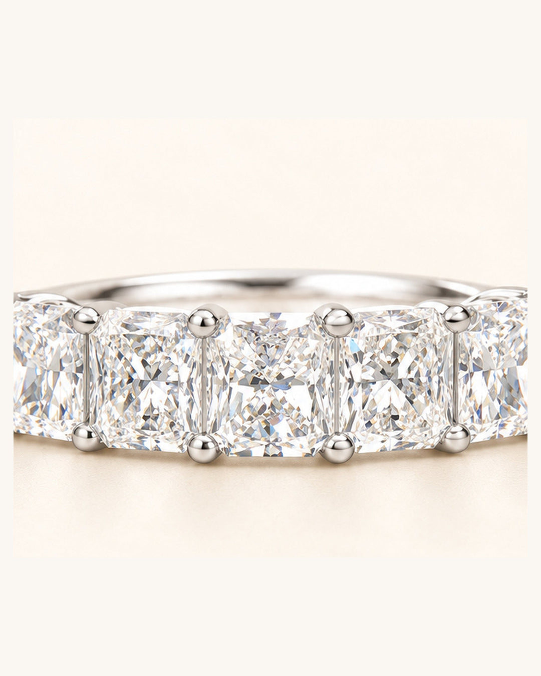 Radiant cut diamond ring polished setting detail #metal_9ct-white-gold