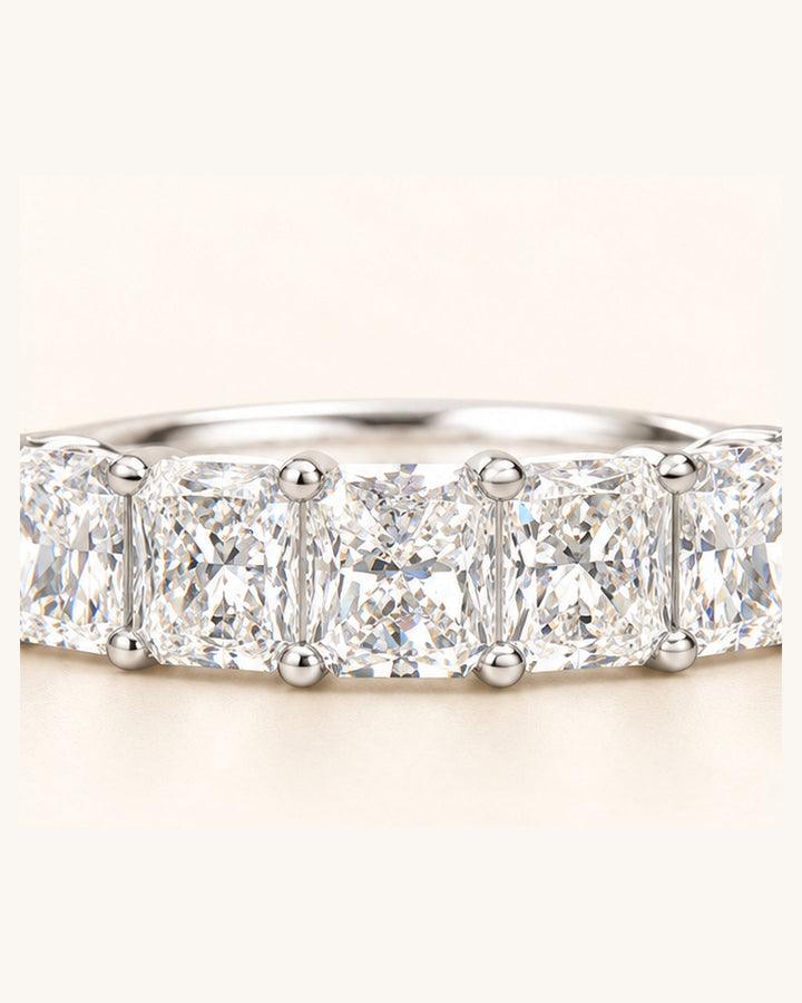 Radiant cut diamond ring polished setting detail #metal_9ct-white-gold