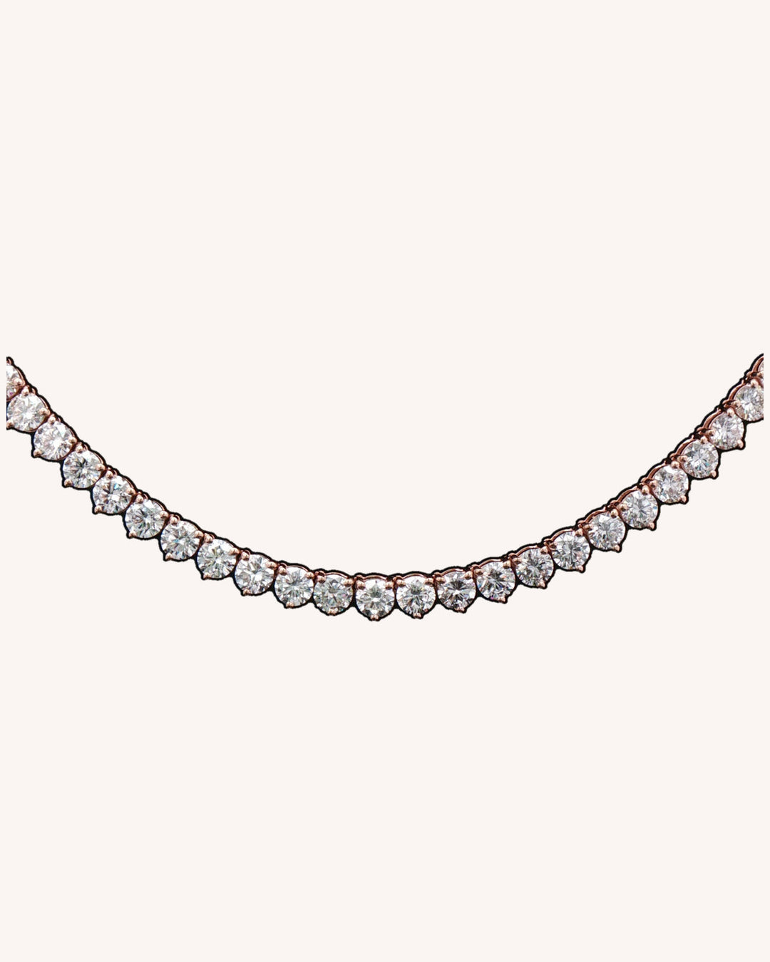 25.01ct 9ct rose-gold three-prong lab-grown diamond tennis necklace, cream product photograph #metal_9ct-rose-gold