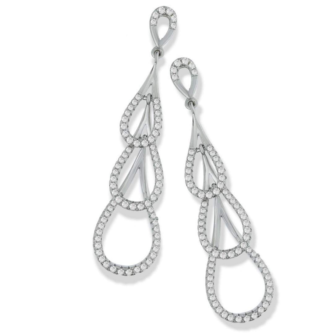 925 sterling silver micro pavé step down drop CZ earrings, three graduated teardrop designs, original supplier photo